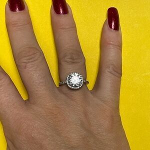 Elegant Silver Halo Ring